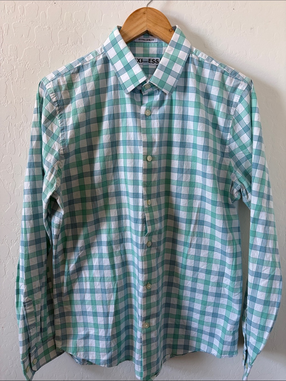 Express Button Down Extra Slim Fit Plaid Casual Shirt sz Large
